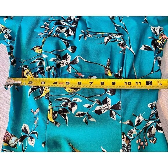 Hell Bunny Womens Blue Green Birdy Round Neck Short Sleeve A Line Dress X-Small - Picture 9 of 14